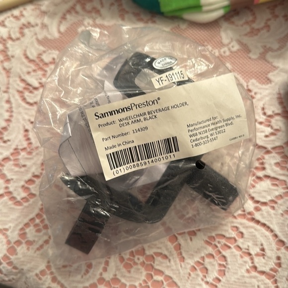 Wheelchair beverage holder, desk, arm, black - Picture 2 of 4